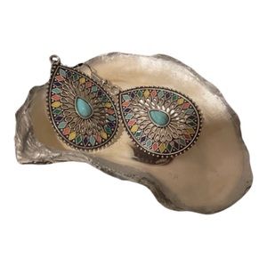 Turquoise and silver drop earrings